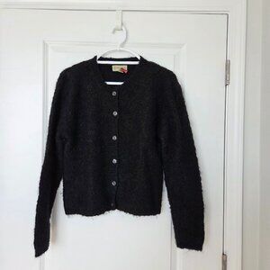 Vintage 90s Women M Studio Anthropologies Mohair Blend Cardigan Black Cropped